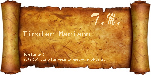 Tiroler Mariann névjegykártya